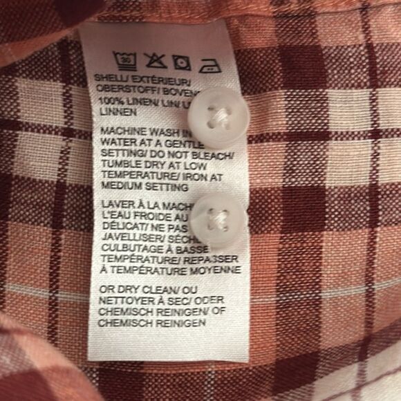 NWT Black Brown 1826 Linen Casual Plaid Button Down Shirt Long Sleeve XL - Picture 13 of 13